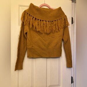 Ninexis brand, size small, light brown, fringed sweater